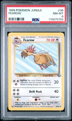 1999 POKEMON JUNGLE #36 FEAROW PSA 8 - Image 1