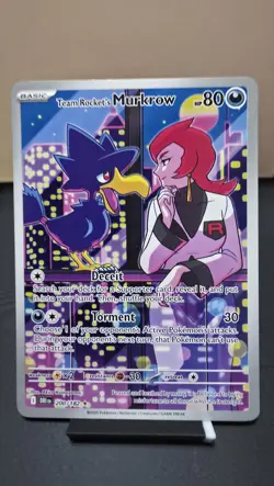 Team Rocket's Murkrow 200/182 Pokemon Destined Rivals Holo Illustration Rare - Image 1