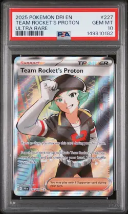 2025 POKEMON DRI EN-DESTINED RIVALS ULTRA RARE #227 TEAM ROCKET'S PROTON PSA 10 - Image 1