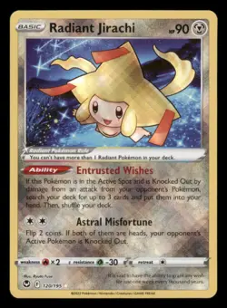 Radiant Jirachi 120/195 Radiant Rare Silver Tempest Pokemon Holo Near Mint - Image 1