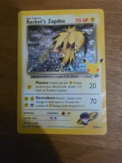 Pokemon TCG Rocket's Zapdos 15/132 Celebrations 25th Classic Collection Card - Image 1