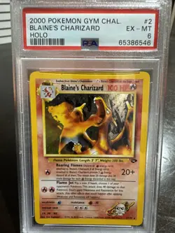 Pokemon TCG Blaine's Charizard Gym Challenge Holo Card 2/132 Unlimited Rare PSA6 - Image 1