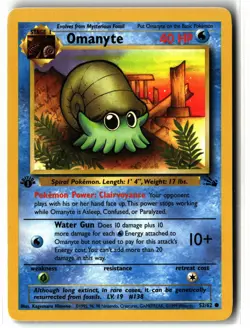 Omanyte ⭐ 52/62 1st Edition Vintage WOTC Common Fossil 1999 Pokemon NM - Image 1
