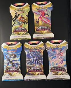 NEW Pokemon ASTRAL RADIANCE Sword & Shield Sleeved FULL ART SET - 5 Packs SEALED - Image 1