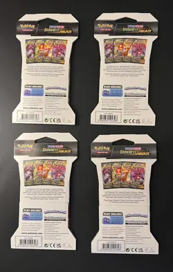 NEW Pokemon DARKNESS ABLAZE Sword & Shield Sleeved FULL ART SET - 4 Packs SEALED - Image 2