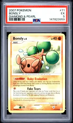 2007 POKEMON DIAMOND & PEARL #71 BONSLY PSA 5 - Image 1