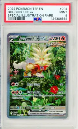 Pokemon Graded: Gouging Fire ex 204/162 Temporal Forces (2024) SIR PSA 9 - Image 1