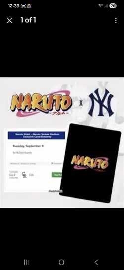 Naruto X Yankees TCG Bandai Promotional Card - PRESALE SEPTEMBER 8 - Image 1