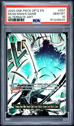 One Piece Demon Aura Dead Man's Game Alt Art Zoro English Event OP12-037 PSA 10 - Image 1