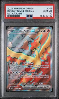 Team Rocket's Moltres EX 208/182 Destined Rivals Pokemon TCG PSA 10 GEM MT - Image 1