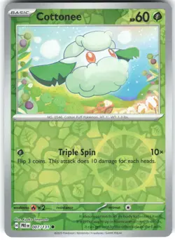 Cottonee (Master Ball Pattern) 007/131 Prismatic Evolutions HOLO Pokemon LP - Image 1