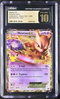 CGC 10 PRISTINE Mewtwo EX 2021 Celebrations Classic Collection 54/99 Pokemon - Image 1