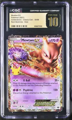 CGC 10 PRISTINE Mewtwo EX 2021 Celebrations Classic Collection 54/99 Pokemon - Image 1