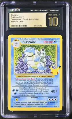 CGC 10 PRISTINE Blastoise 2021 Celebrations Classic Collection 2/102 Pokemon - Image 1