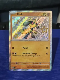 Pokemon Riolu SV: Paldean Fates 173/091 Baby Shiny Rare Holo NM/M - Image 1