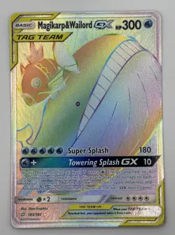 Pokemon Card MagiKarp & Wailord GX -(Secret) 183/181 SM - Team Up NM Condition - Image 1