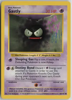 Gastly 50/102 Common Base Set Shadowless Pokemon Unlimited Near Mint - Image 1