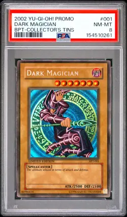 2002 YU-GI-OH! PROMO BPT-COLLECTOR'S TINS #001 DARK MAGICIAN PSA 8 - Image 1