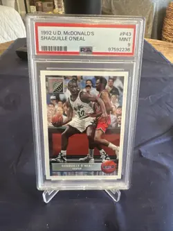 1992 UPPER DECK MCDONALD’S #P43 Shaquille O'Neal ROOKIE CARD PSA 9 MINT A+++ - Image 1