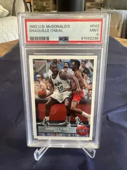 1992 UPPER DECK MCDONALD’S #P43 Shaquille O'Neal ROOKIE CARD PSA 9 MINT A+++ - Image 2