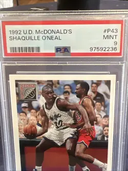 1992 UPPER DECK MCDONALD’S #P43 Shaquille O'Neal ROOKIE CARD PSA 9 MINT A+++ - Image 4