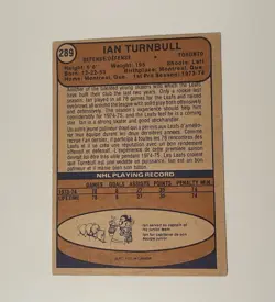 1974-75 O-Pee-Chee #289 Ian Turnbull ROOKIE - Toronto Maple Leafs - NHL Card - Image 2