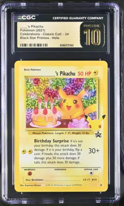 CGC 10 PRISTINE Birthday Pikachu Celebrations Classic (Collection) 24 Pokemon - Image 1