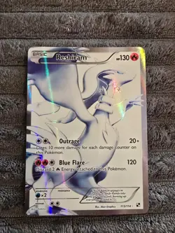 Pokemon TCG Reshiram Full Art Card 113/114 Black White - Image 2