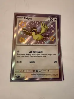 PIDGEY 196/091 SHINY RARE PALDEAN FATES POKEMON HOLO NEAR MINT - Image 1