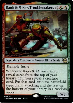 Raph & Mikey, Troublemakers 0167 Magic: The Gathering TMNT Foil NM - Image 1