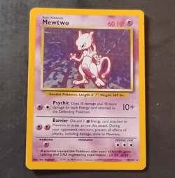 Wizards Pokemon TCG Mewtwo Base Set 10/102 Holo Rare Unlimited 60 HP English - Image 1