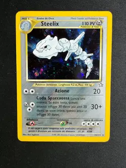 Pokemon Steelix 15/111 Neo Genesis Rara Holo Unlimited Wizards ITA Carte Vintage - Image 1