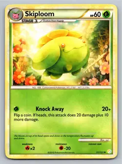 Skiploom 51/123 Uncommon HeartGold & SoulSilver Pokemon Lightly Played - Image 1