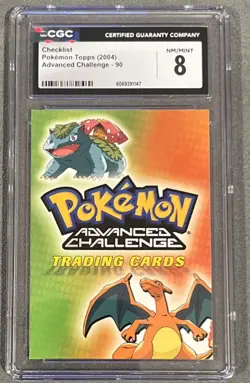 2004 Topps Pokemon Advanced Challenge Checklist #90 CGC NM / Mint 8 - Image 1