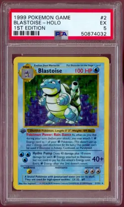 1999 POKEMON BASE SET 1ST EDITION #2 BLASTOISE-HOLO PSA 5 - Image 1