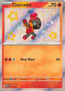 Charcadet 114/091 Shiny Rare Paldean Fates Pokemon Holo Near Mint - Image 1