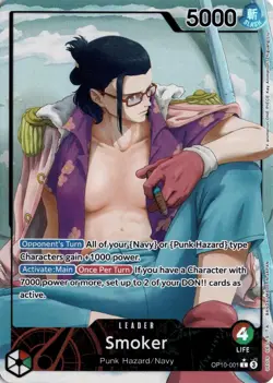 Smoker (Parallel) OP10-001 One Piece Royal Blood Leader NM - Image 1