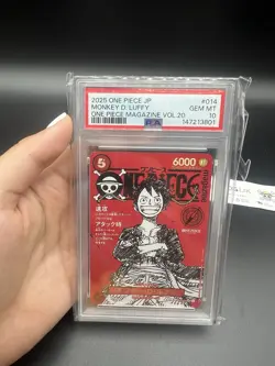 PSA 10 Monkey D Luffy One Piece Magazine Vol.20 Promo Card GEM MT - Image 1