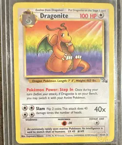 Wizards Pokemon TCG Dragonite 19/62 Fossil Rare Unlimited English 1999 100HP - Image 1