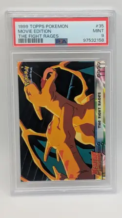 1999 Pokemon Topps Movie Edition The Fight Rages Black Logo #35 PSA 9 MINT! - Image 1