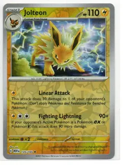 Jolteon 135/165 Rare 151 Pokemon Reverse Holo Near Mint - Image 1