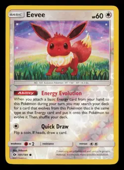 Eevee 101/149 Common SM Base Set Pokemon Reverse Holo Near Mint - Image 1
