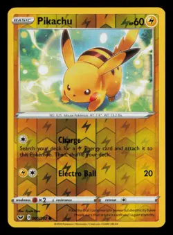 Pikachu 065/202 Common Sword & Shield Pokemon Reverse Holo Near Mint - Image 1