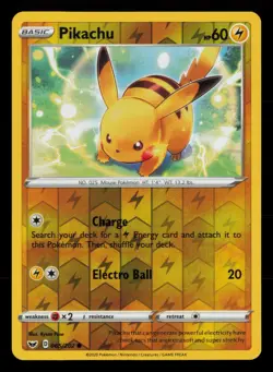 Pikachu 065/202 Common Sword & Shield Pokemon Reverse Holo Near Mint - Image 1