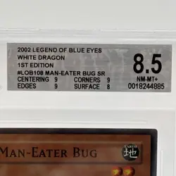 BGS 8.5 NM-MT+ Man-Eater Bug LOB-108 Super Rare 1st Edition Yugioh - Image 3