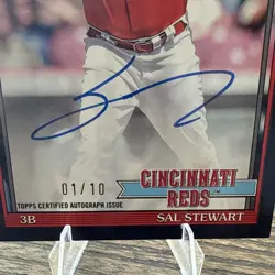 Topps 2026 Series 2 1991 Topps Auto Sal Stewart RC Black/10 #91B2-SS FIRST PRINT - Image 2