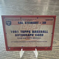 Topps 2026 Series 2 1991 Topps Auto Sal Stewart RC Black/10 #91B2-SS FIRST PRINT - Image 3