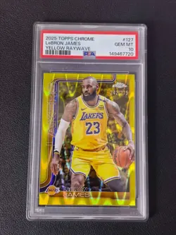 2025 Topps Chrome LeBron James Yellow Raywave Parallel PSA 10 /275 - Image 1