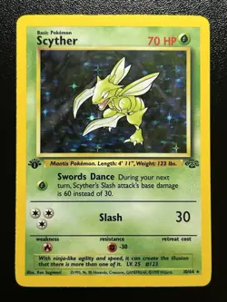 SCYTHER Pokemon Card - WOTC - 1st Edition - Jungle - 10/64 - HOLO - NM (A) - Image 1