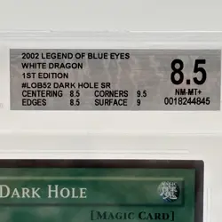BGS 8.5 NM-MT+ Dark Hole LOB-052 Super Rare 1st Edition Yugioh - Image 3